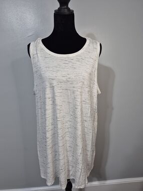 Old Navy Luxe Tank Top XL Tall Cream Space Dye Sleeveless Soft Stretch NWT